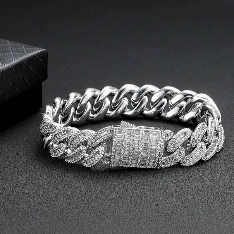 14 MM Baguette Round Edge Cuban Link Bracelet