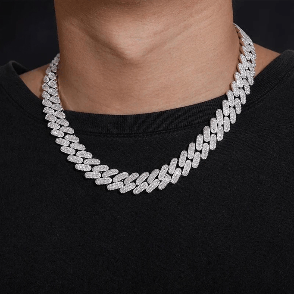 14 MM Baguette Round Edge Cuban Link Chain