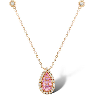BIG PEAR SHAPED PENDANT WITH PINK SAPPHIRES AND DIAMONDS