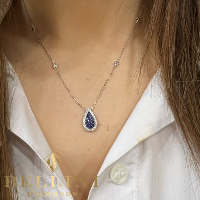 BIG PEAR SHAPED PENDANT WITH SAPPHIRES AND DIAMONDS