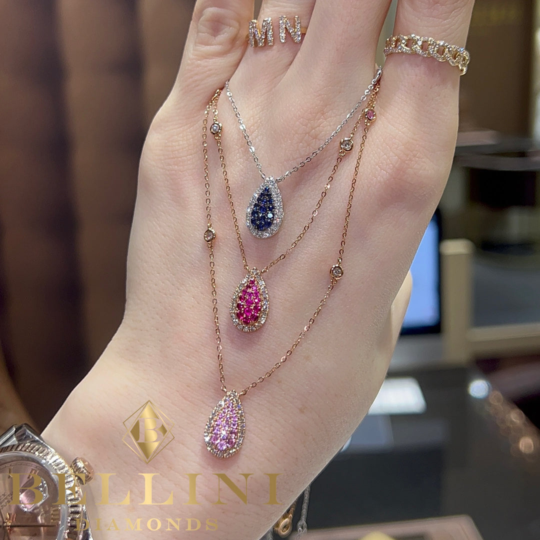 Big Pear Shaped Pendant With Sapphires And Diamonds – Bellini Diamonds