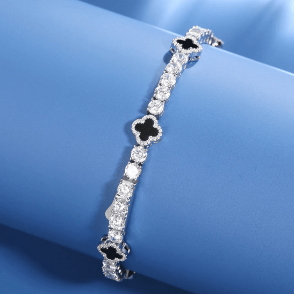 Black Mini Clover Tennis Bracelet
