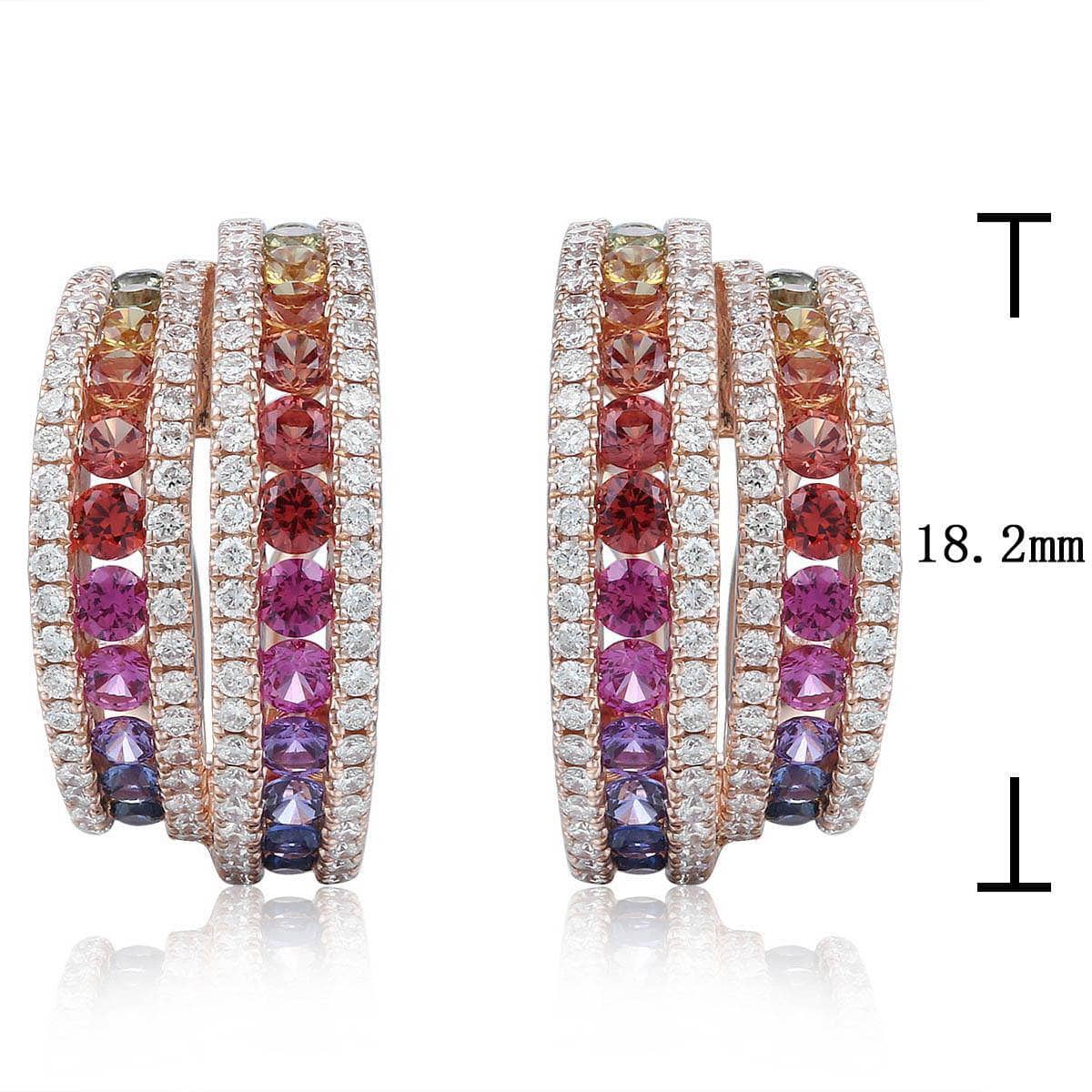 Cloned Rainbow Hoop Earrings With Round Diamonds