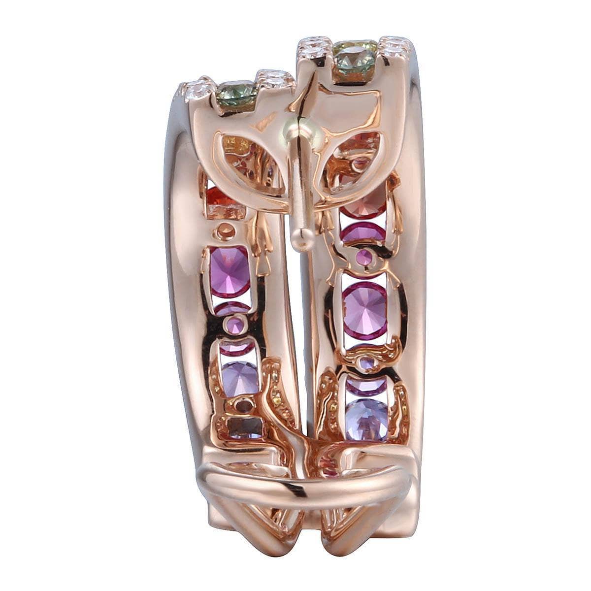 Cloned Rainbow Hoop Earrings With Round Diamonds