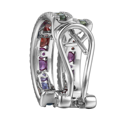Cloned Rainbow Hoop Earrings With Round Diamonds