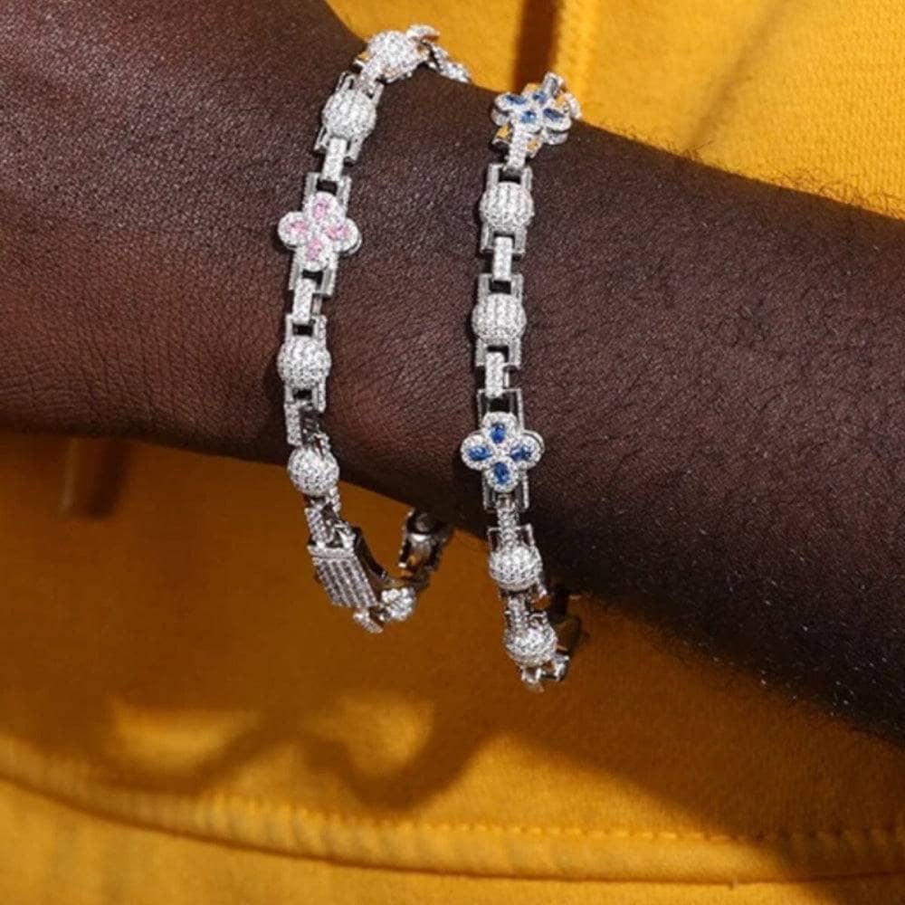 Colored Clover Link Bracelet