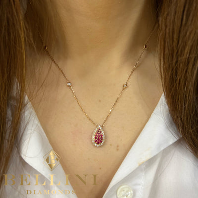 Copy of BIG PEAR SHAPED PENDANT WITH RUBY AND DIAMONDS