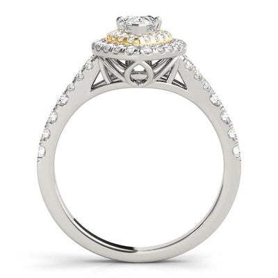 DOUBLE HALO PEAR WITH V BAND RING