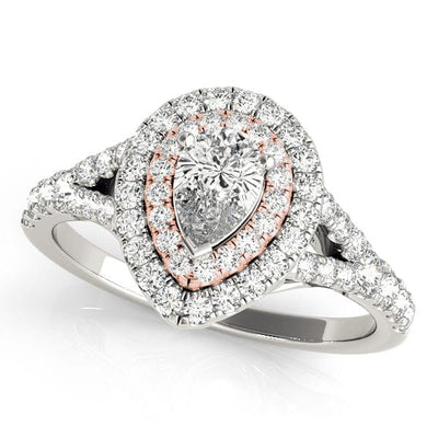 DOUBLE HALO PEAR WITH V BAND RING LG