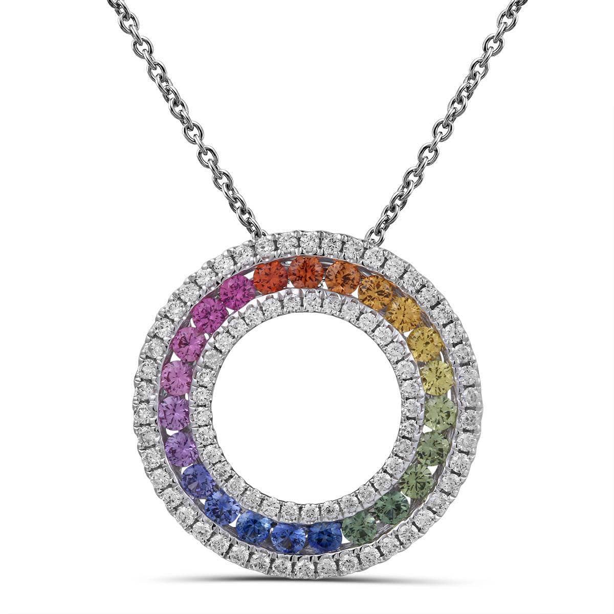 Double Halo Rainbow Pendant