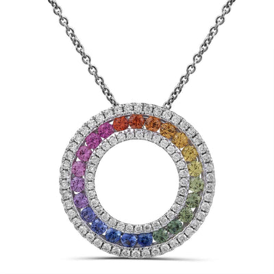 Double Halo Rainbow Pendant