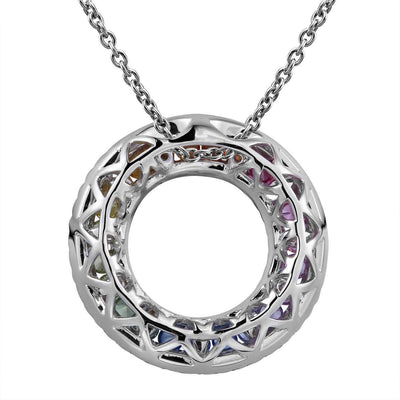 Double Halo Rainbow Pendant