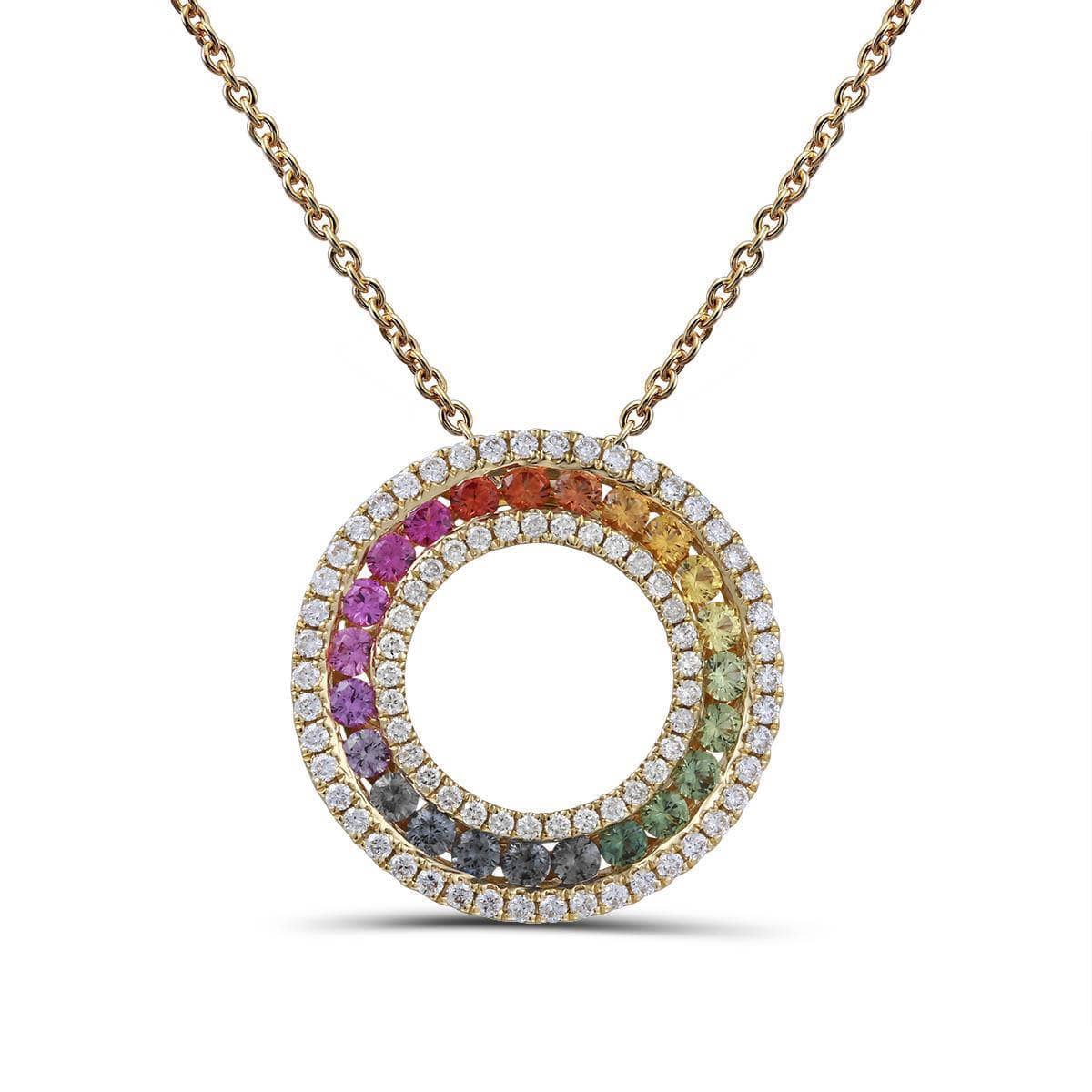 Double Halo Rainbow Pendant