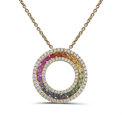 Double Halo Rainbow Pendant