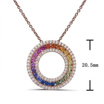 Double Halo Rainbow Pendant