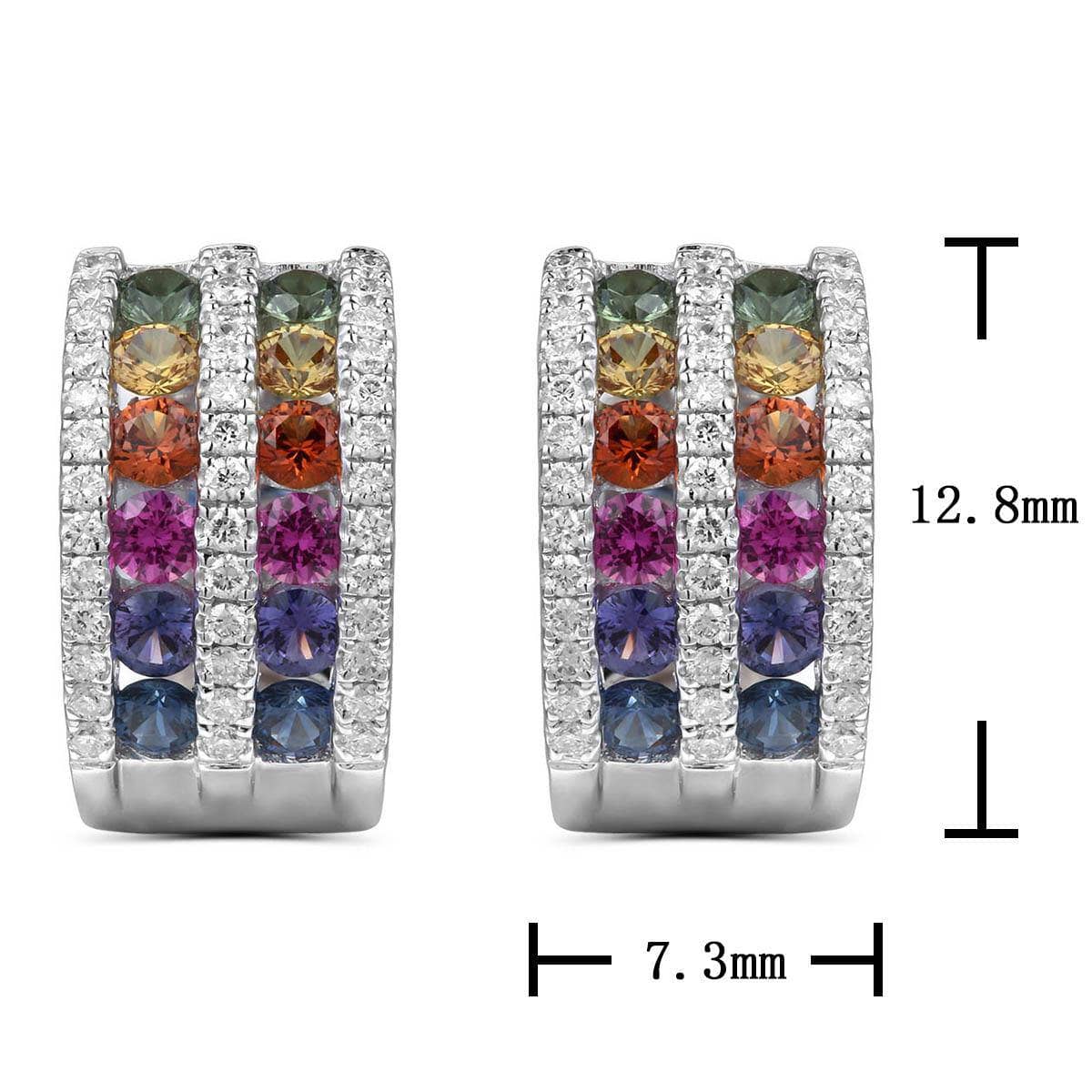Dual Rainbow Earrings With Round Diamonds