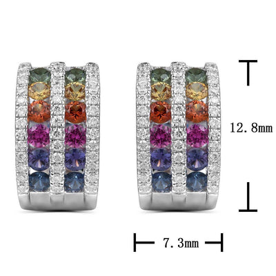Dual Rainbow Earrings With Round Diamonds