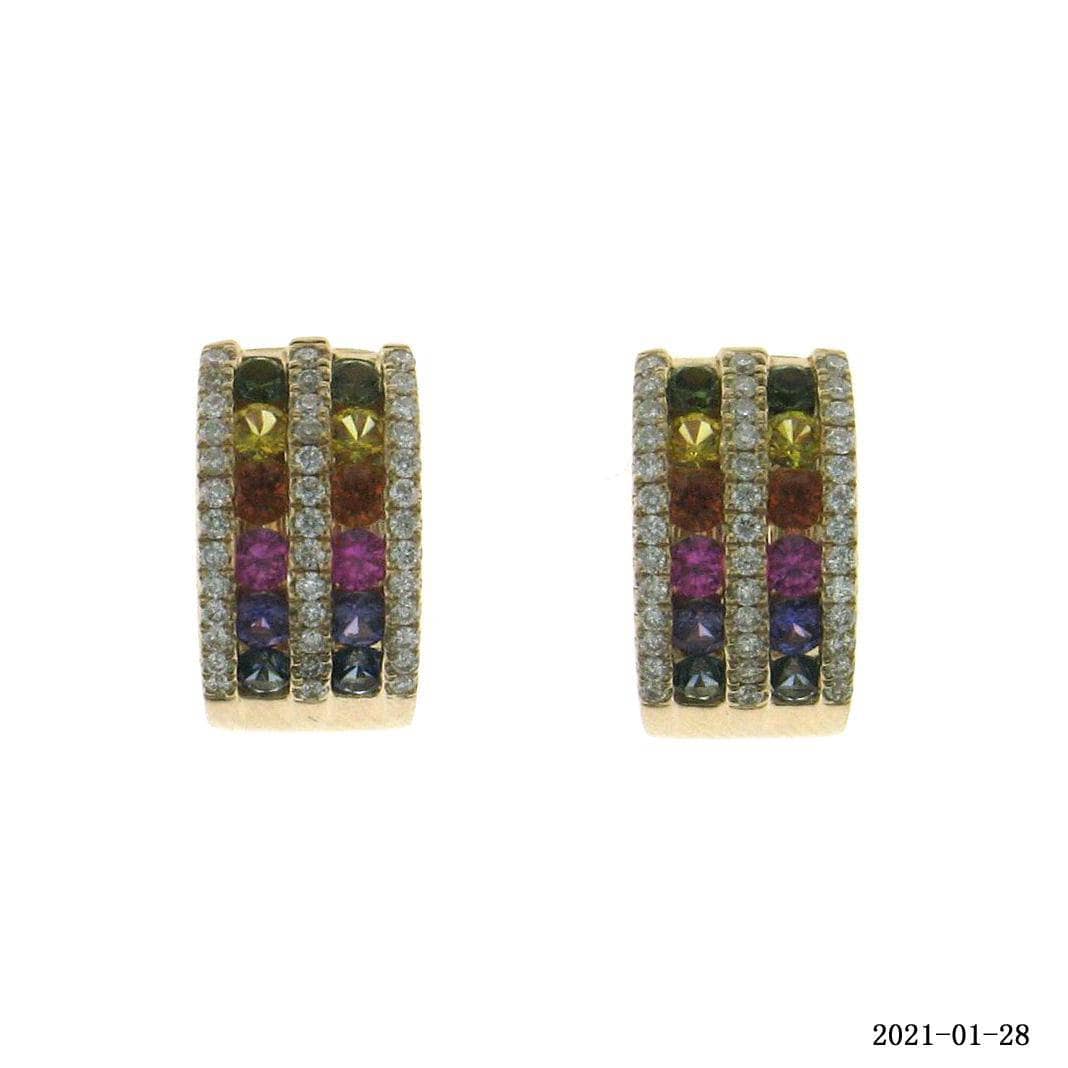 Dual Rainbow Earrings With Round Diamonds