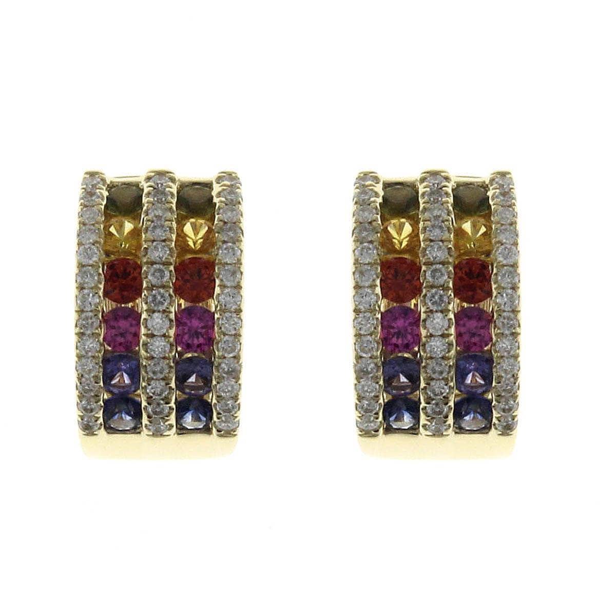 Dual Rainbow Earrings With Round Diamonds