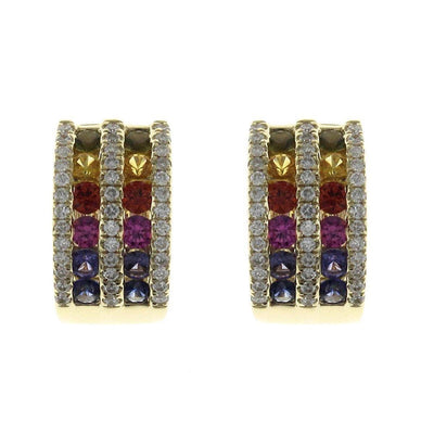 Dual Rainbow Earrings With Round Diamonds