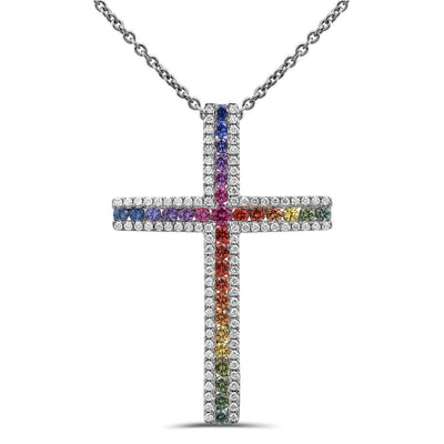 Eternal Rainbow Cross Pendant