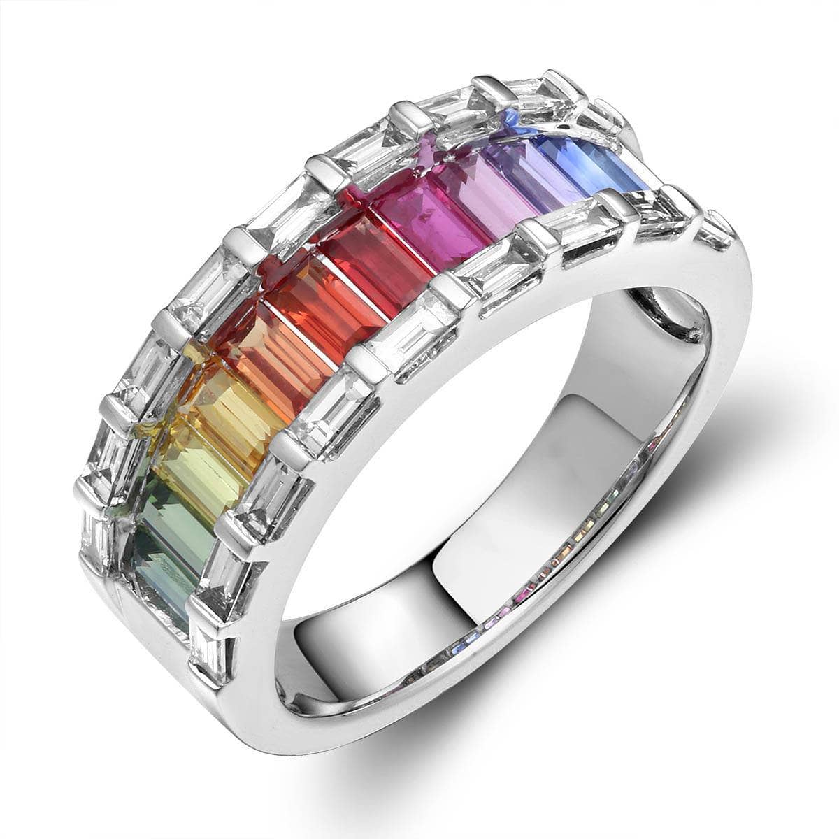 Frosted Rainbow Baguette Ring