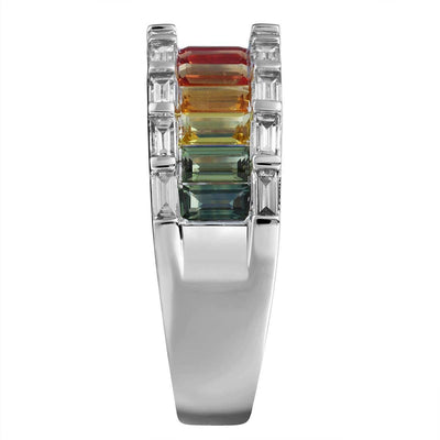 Frosted Rainbow Baguette Ring