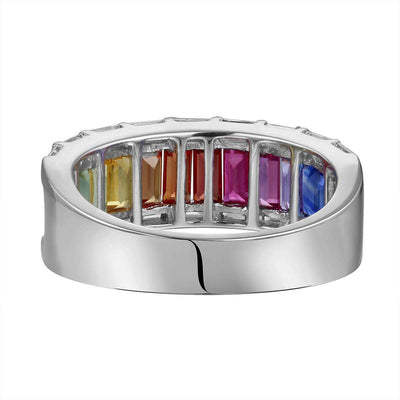 Frosted Rainbow Baguette Ring