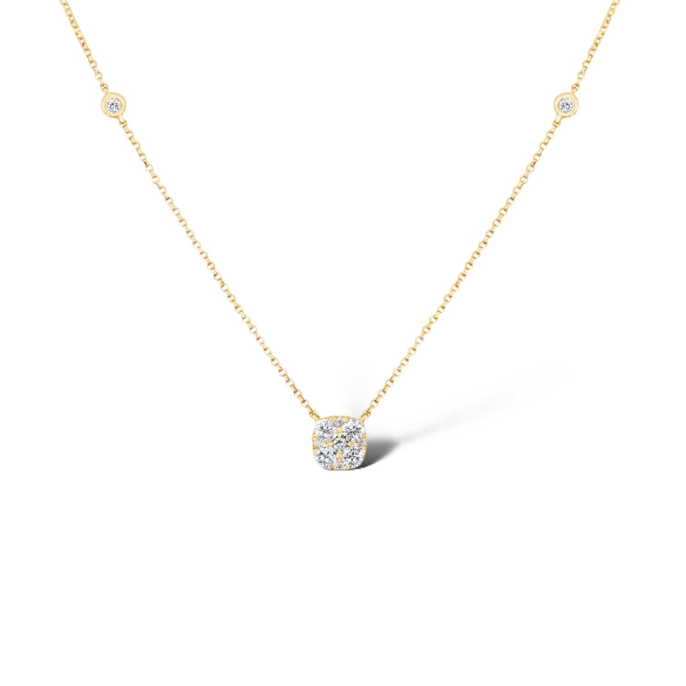 HANGING CUSHION PENDANT WITH DIAMONDS ON THE CHAINS