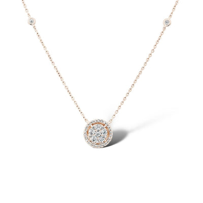 HANGING ROUND PENDANT WITH DIAMONDS ON THE CHAINS