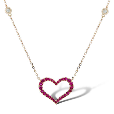 HEART SHAPED WITH RUBY'S AND DIAMONDS PENDANT