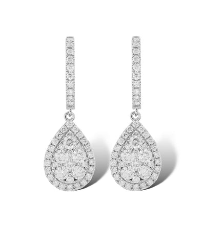 INVISIBLE HANGING PEAR DIAMOND EARRINGS
