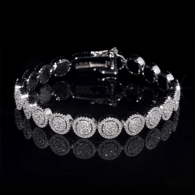 Moissanite 10 MM Halo Tennis Bracelet - 925 Silver