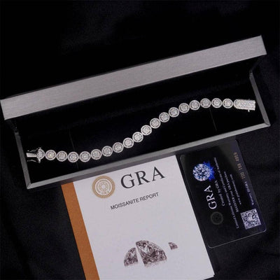 Moissanite 10 MM Halo Tennis Bracelet - 925 Silver