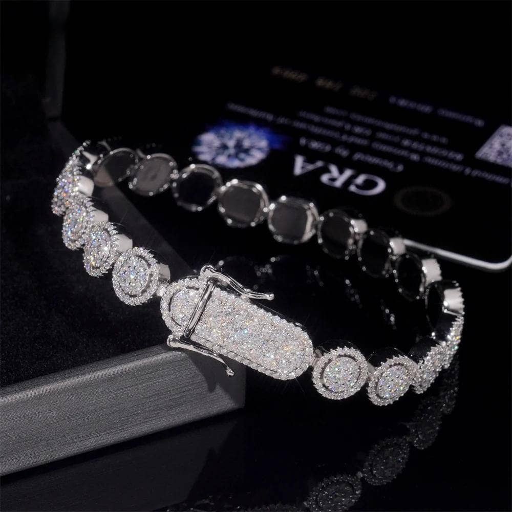 Moissanite 10 MM Halo Tennis Bracelet - 925 Silver