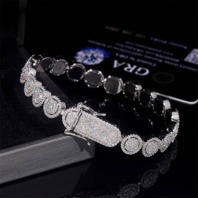 Moissanite 10 MM Halo Tennis Bracelet - 925 Silver