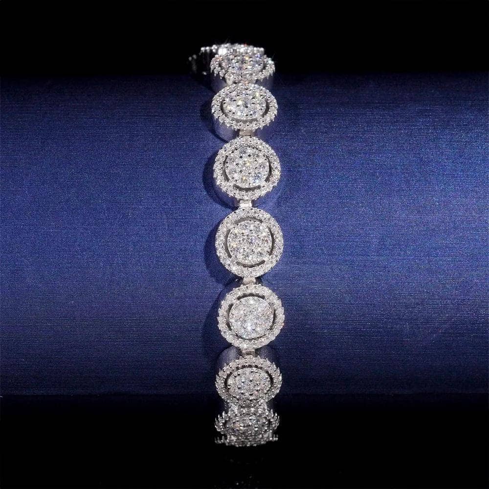 Moissanite 10 MM Halo Tennis Bracelet - 925 Silver