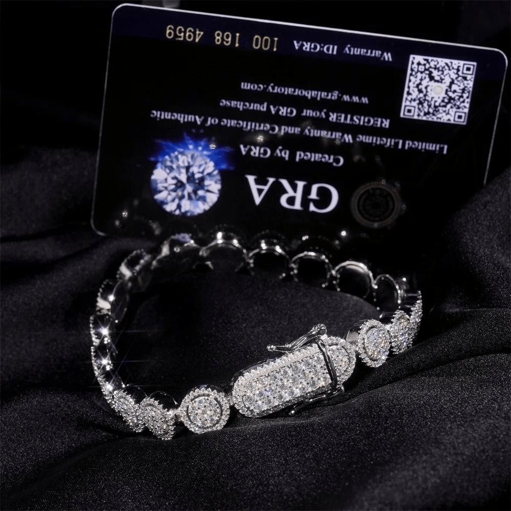 Moissanite 10 MM Halo Tennis Bracelet - 925 Silver