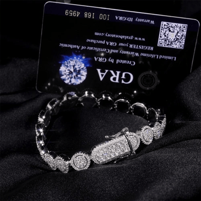 Moissanite 10 MM Halo Tennis Bracelet - 925 Silver