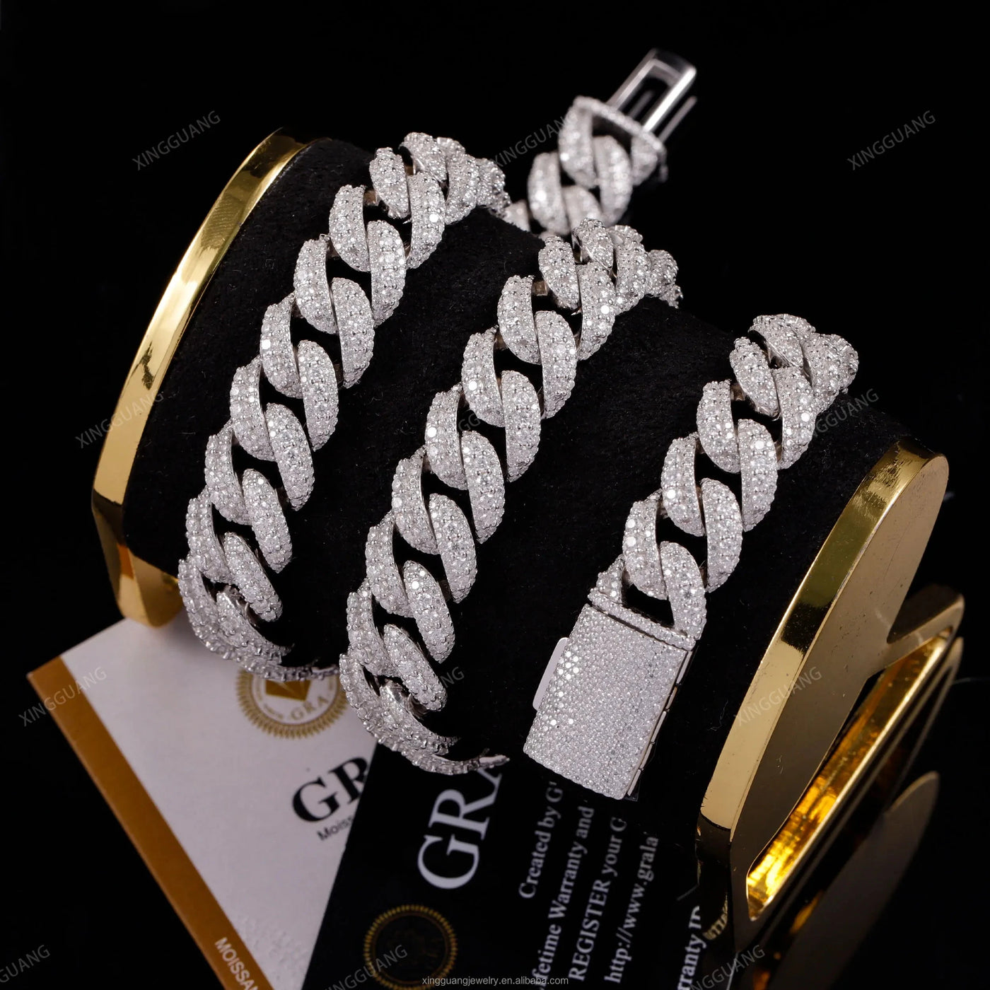 Moissanite 18 MM 3-Row Cuban Link Bracelet - 925 Silver