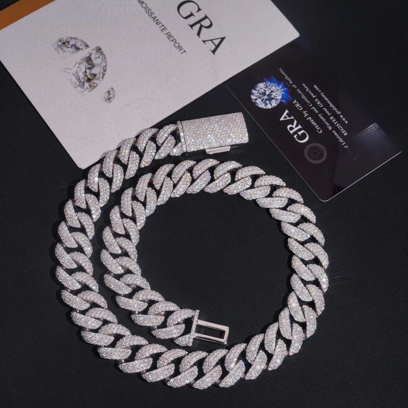 Moissanite 18 MM 3-Row Cuban Link Chain - 925 Silver