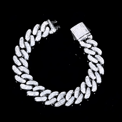 Moissanite 18 MM Cuban Link Bracelet - 925 Silver