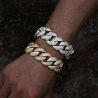 Moissanite 22 MM Straight Edge Cuban Link Bracelet - 925 Silver