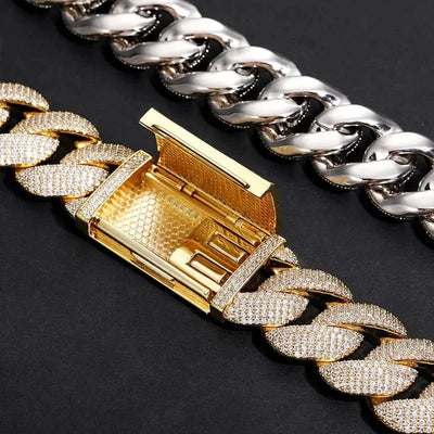 Moissanite 22 MM Straight Edge Cuban Link Chain - 925 Silver