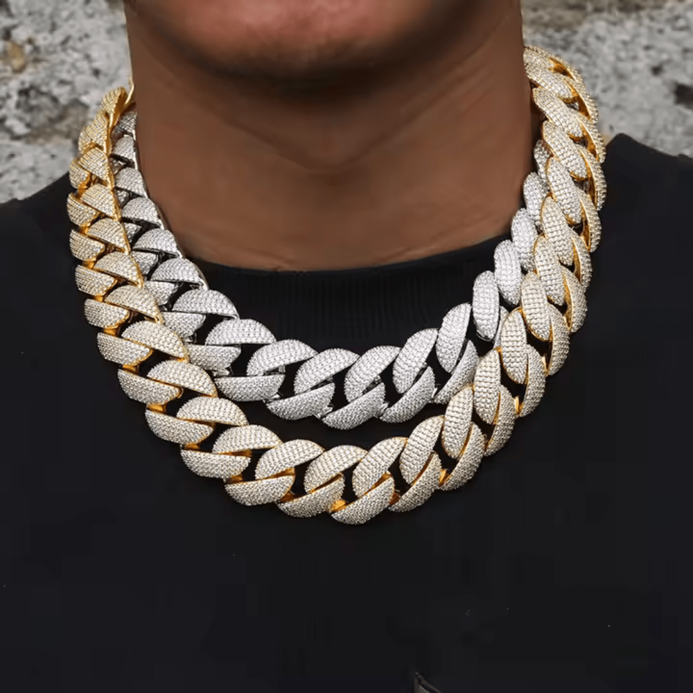 Moissanite 22 MM Straight Edge Cuban Link Chain - 925 Silver