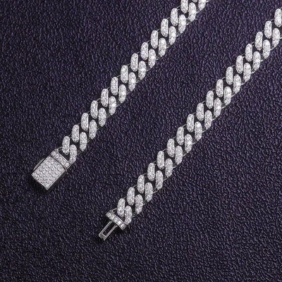 Moissanite 8 MM Cuban Link Bracelet - 925 Silver