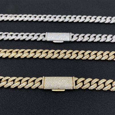 Moissanite 8 MM Cuban Link Chain - 925 Silver