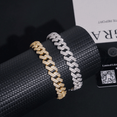 Moissanite 8 MM Straight Edge Cuban Link Bracelet - 925 Silver