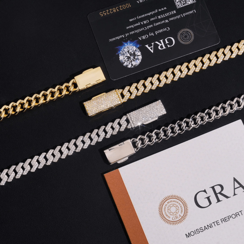 Moissanite 8 MM Straight Edge Cuban Link Chain - 925 Silver