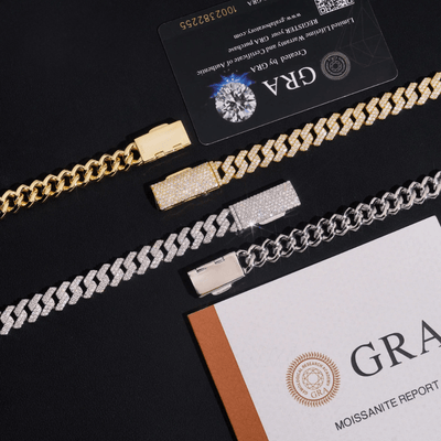 Moissanite 8 MM Straight Edge Cuban Link Chain - 925 Silver